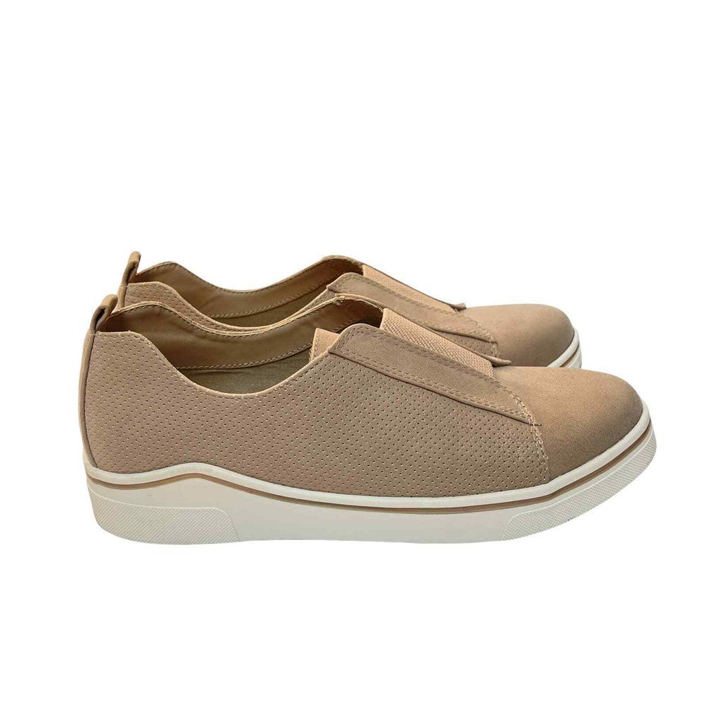 MIA‎ Gran Slip On Sneakers Womens 8.5 M Beige Perforated Vegan Leather Elastic